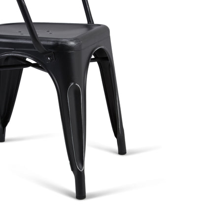 Larkin - Metal Dining Arm Chair (Set of 2) - Distressed Black / Silver Simpli-Home