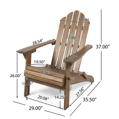Aurascape - Outdoor Acacia Wood Foldable Adirondack Chair Noble House
