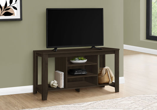 TV Stand, Console, Media Entertainment Center, Storage Shelves, Durable Construction - Espresso 8th Street