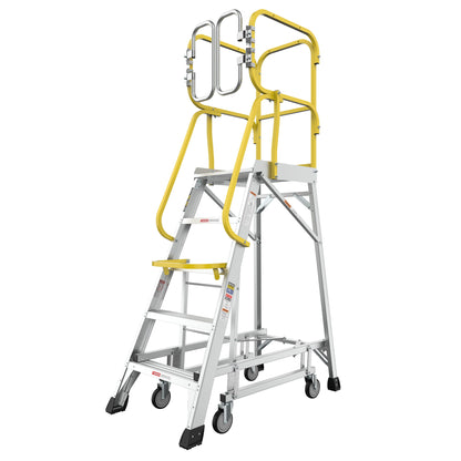 Heavy Duty Aluminum Rolling Platform Ladder With Steps, 375Lbs Capacity Daily Nest