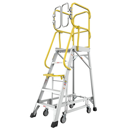 Heavy Duty Aluminum Rolling Platform Ladder With Steps, 375Lbs Capacity Daily Nest