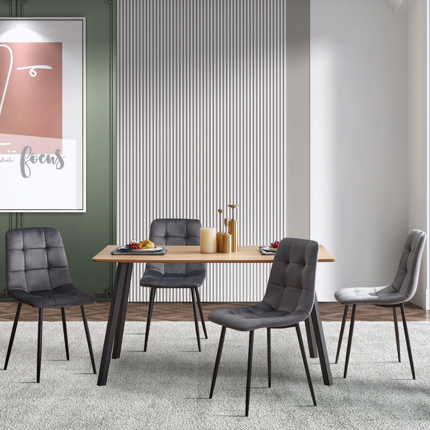 Mid-Century Modern Velvet Dining Chairs Set For Kitchen, Living Room Home Essentials