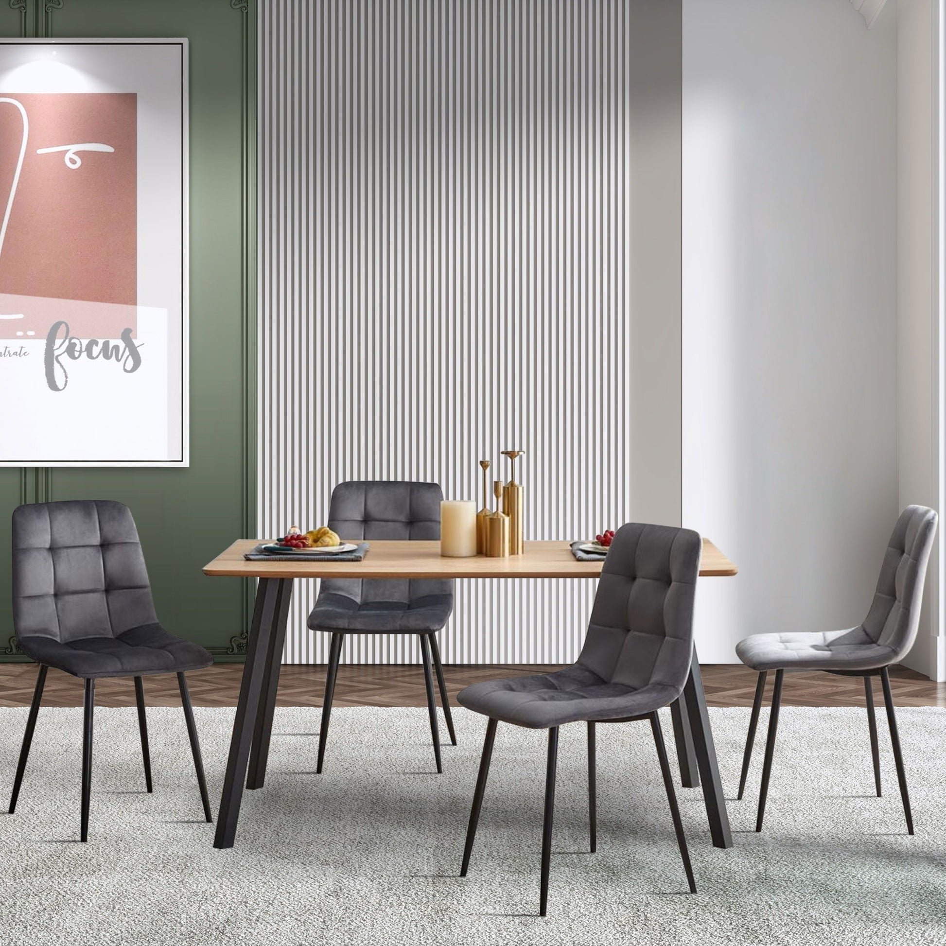 Mid-Century Modern Velvet Dining Chairs Set For Kitchen, Living Room Home Essentials