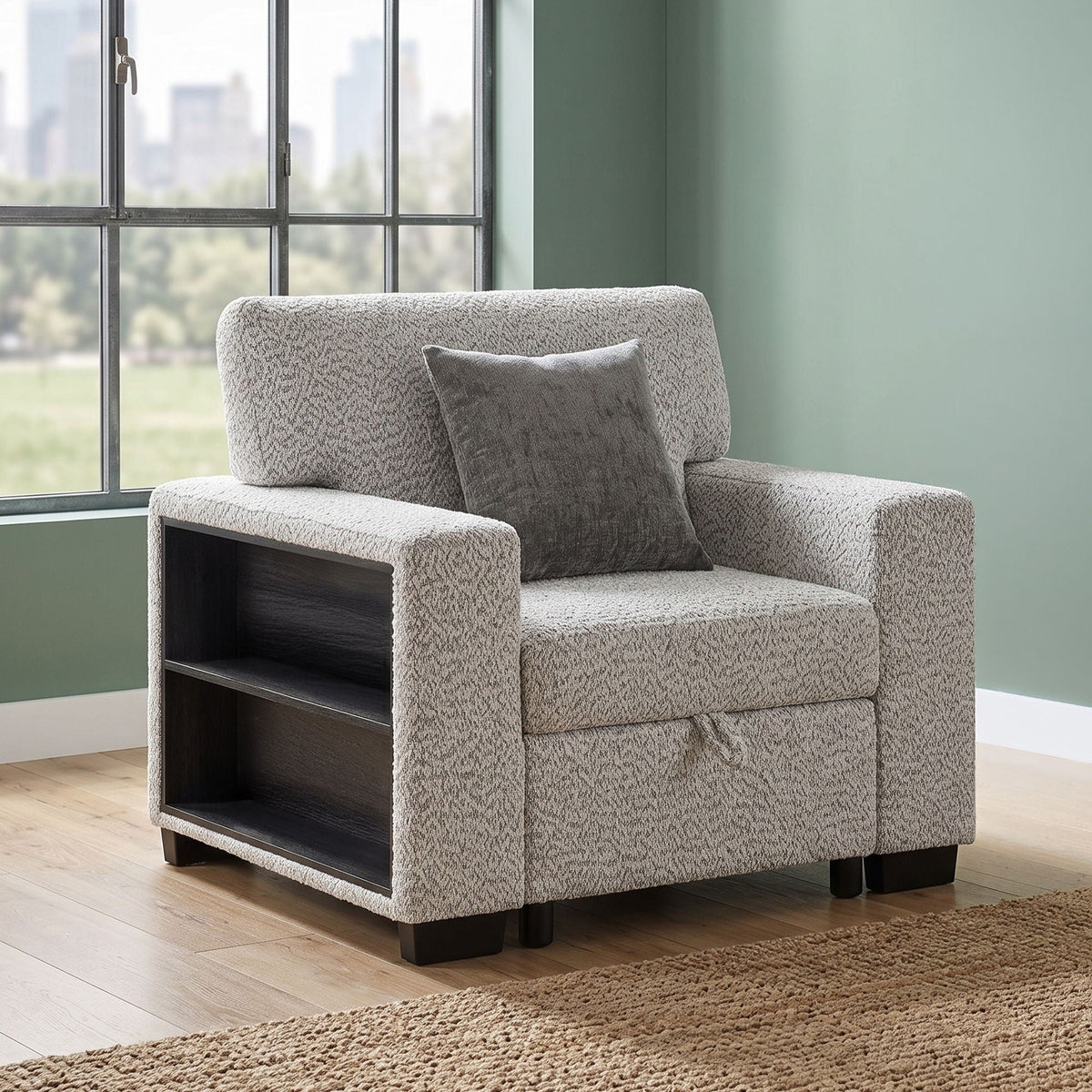 Prato - Chair With Storage And USB - Gray Matrix Furniture Group