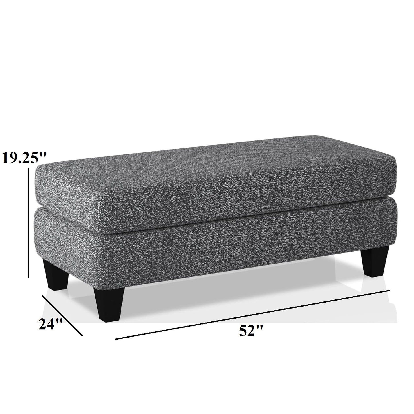 Ottoman With Plush Seat Living Room Furniture - Gray Home Essentials