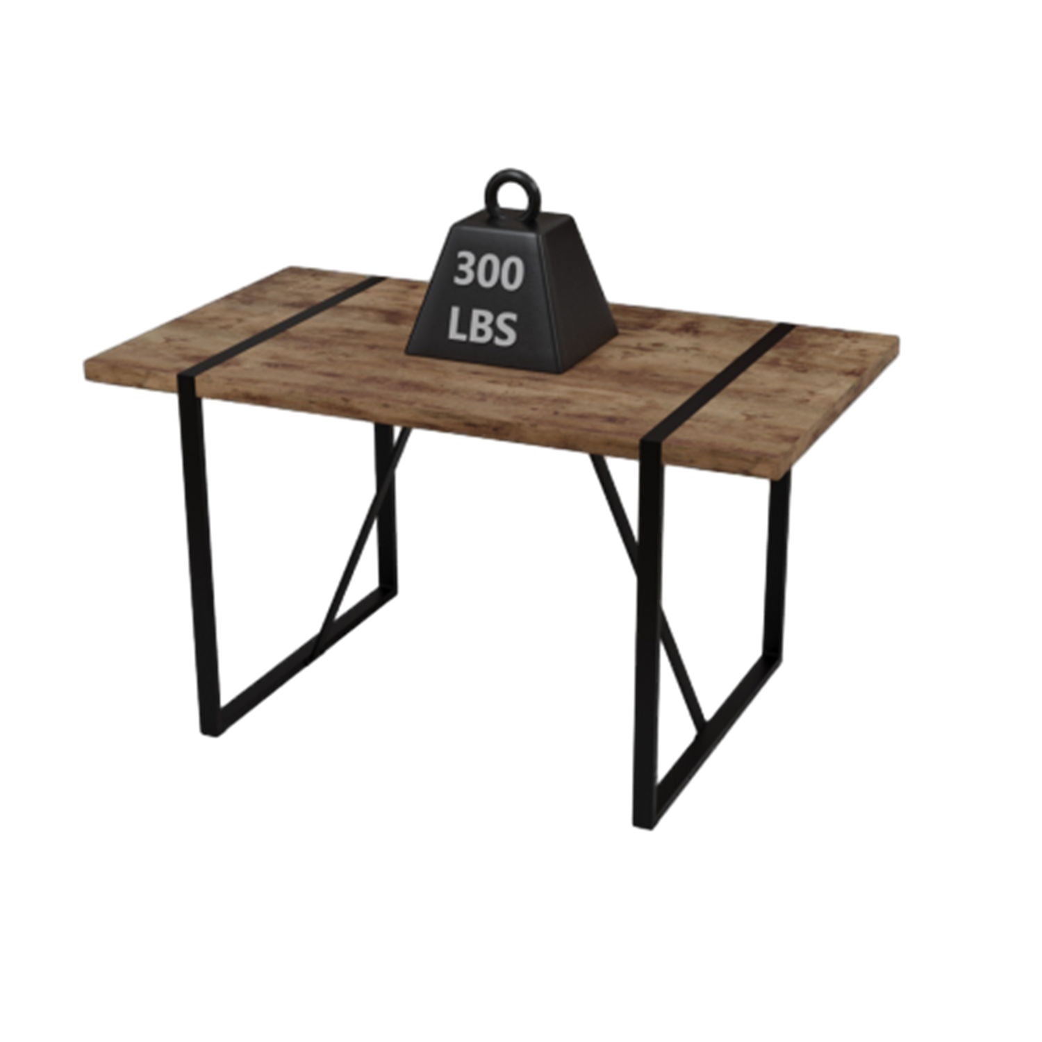 Modern Rural Industrial Dining Table, 55" Rectangular Wood With Metal Legs, Seats 4 - 6 - Wood Home Essentials