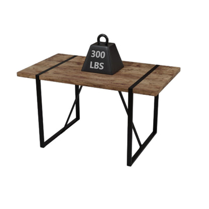 Modern Rural Industrial Dining Table, 55" Rectangular Wood With Metal Legs, Seats 4 - 6 - Wood Home Essentials