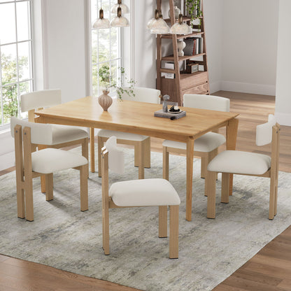 7 Piece Dining Set With Upholstered Armless Chairs And Table Noble House