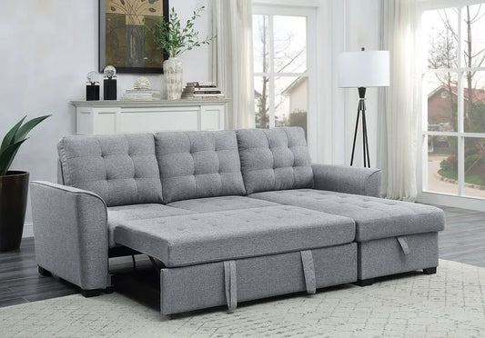 Avery - Sleeper Sectional Sofa With Reversible Storage Chaise - Light Gray Lilola Home