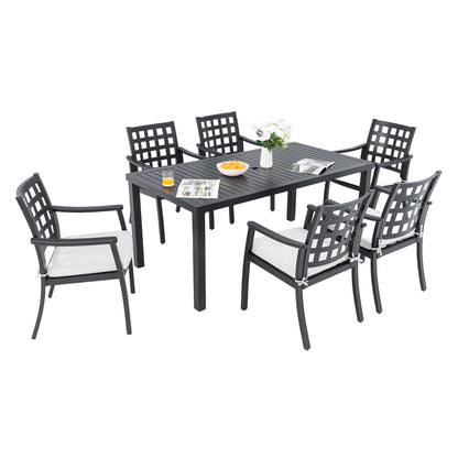 Modern Classic Outdoor Patio Dining Set, Rectangular Table & Dining Chairs, Rust Free, Weather Resistant Life Outside