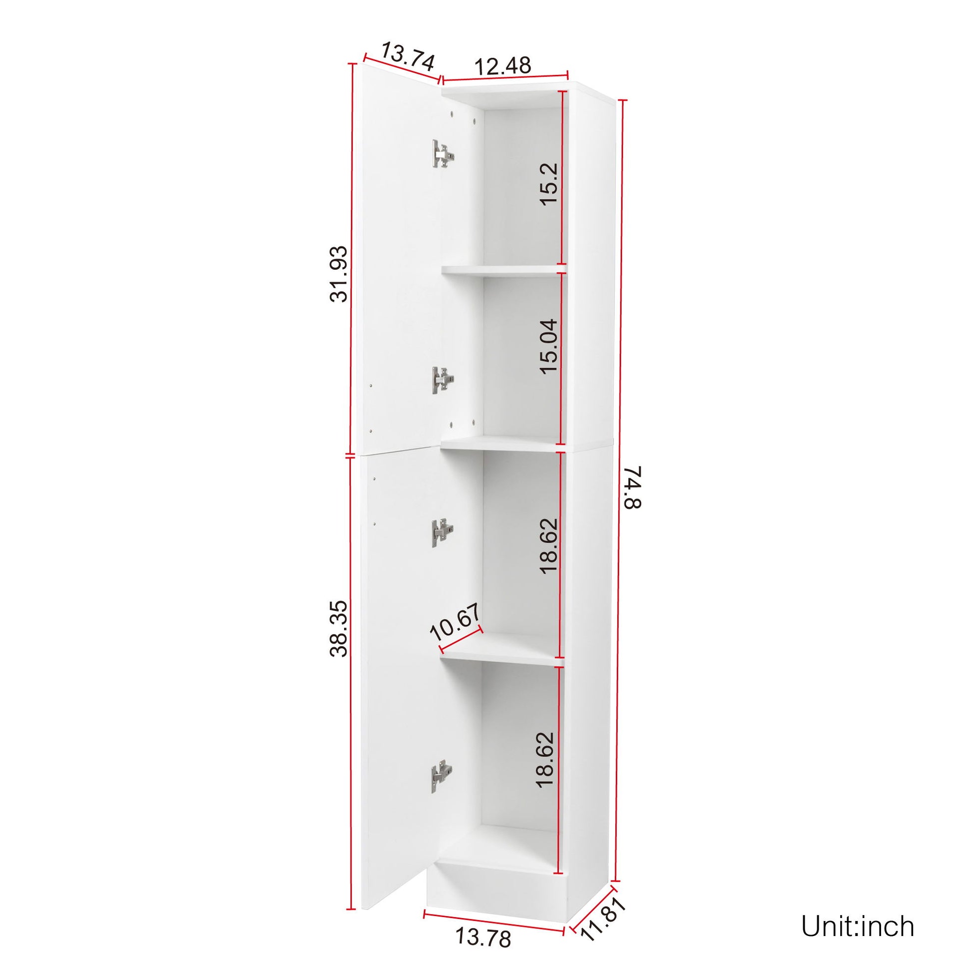 Freestanding Cabinet With Inadjustable Shelves And Two Doors For Kitchen, Dining Room - White Home Essentials