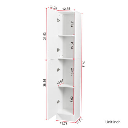 Freestanding Cabinet With Inadjustable Shelves And Two Doors For Kitchen, Dining Room - White Home Essentials