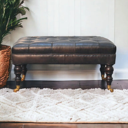 Buffalo - Leather Ottoman With Castor Legs Artisan Furniture