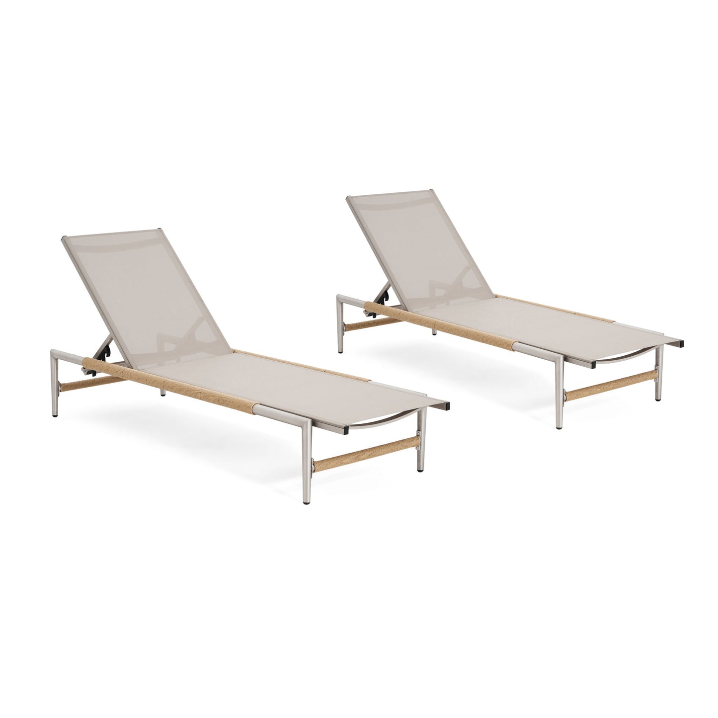 Hargrove - Outdoor Patio Aluminum Chaise Lounge (Set of 2) - Natural / Silver Noble House