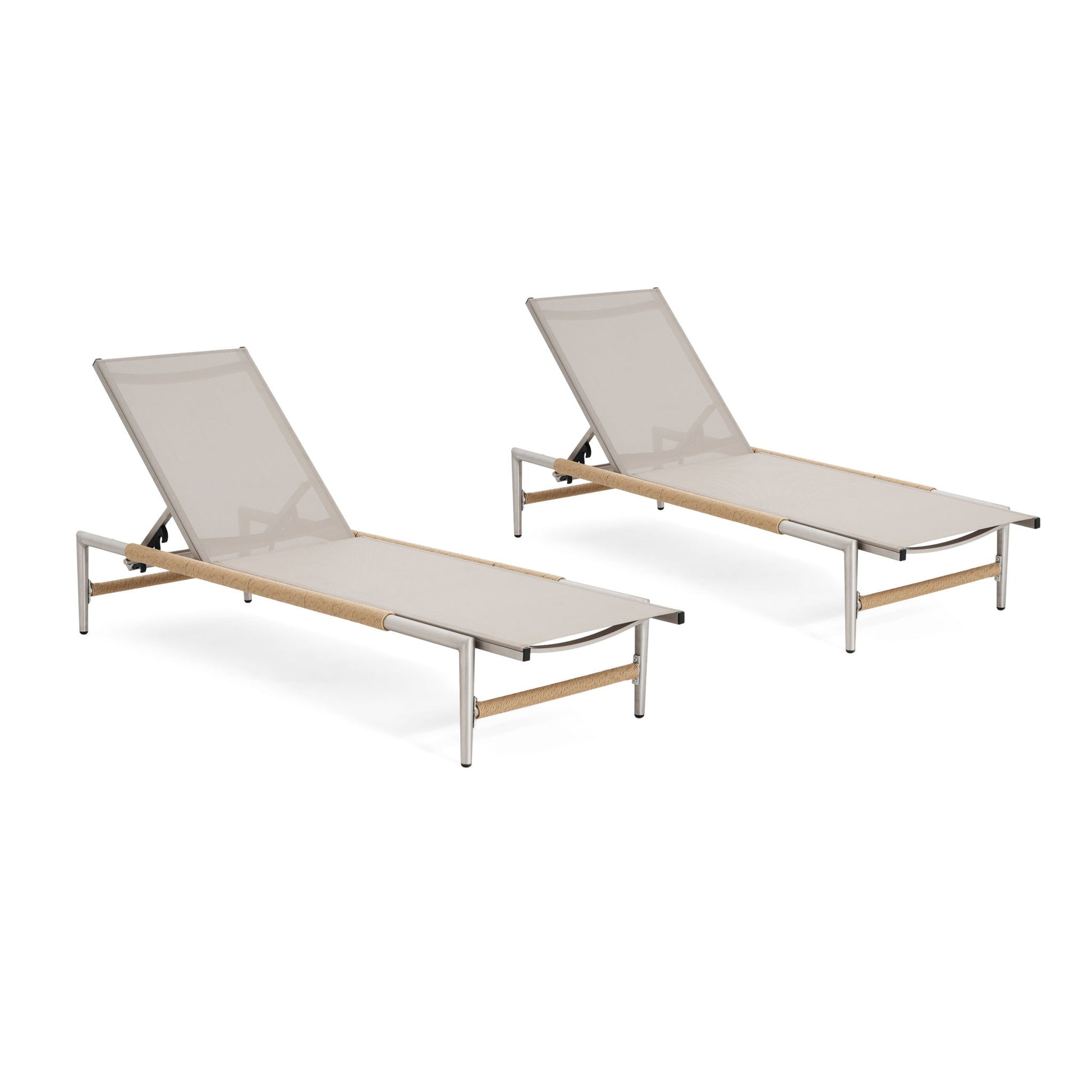 Hargrove - Outdoor Patio Aluminum Chaise Lounge (Set of 2) - Natural / Silver Noble House