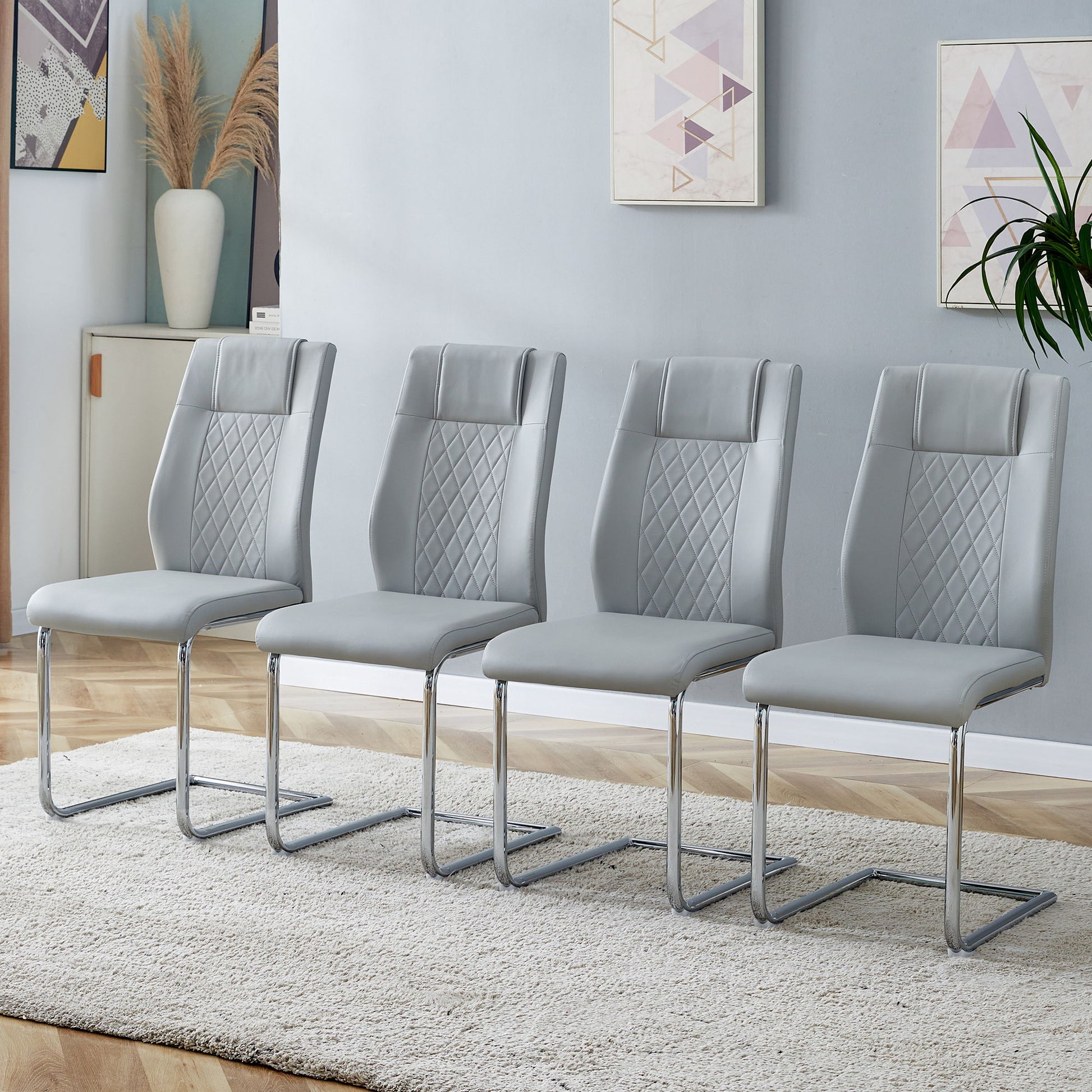 Modern Dining Chairs With Padded Seat, Metal Legs Home Essentials