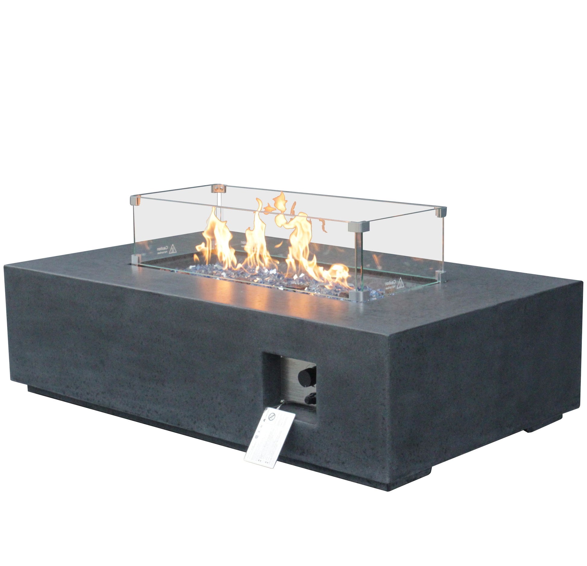 Outdoor Concrete Propane Gas Rectangle Fire Pit Table Home Essentials