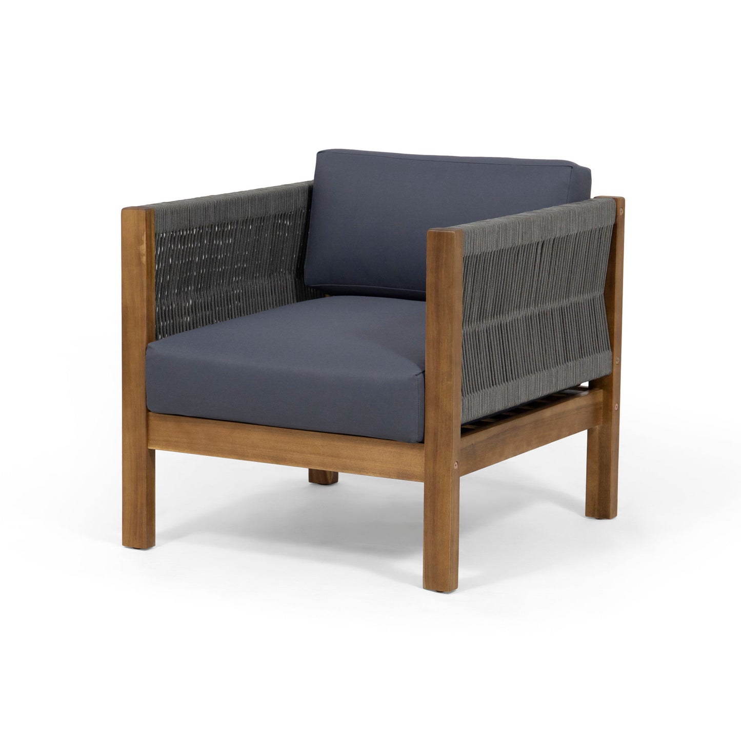 Outdoor Club Chair With Rattan Rope Wave - Dark Gray Noble House