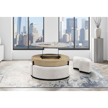 Rounded Storage Coffee Table With 3 Stools Global Furniture USA