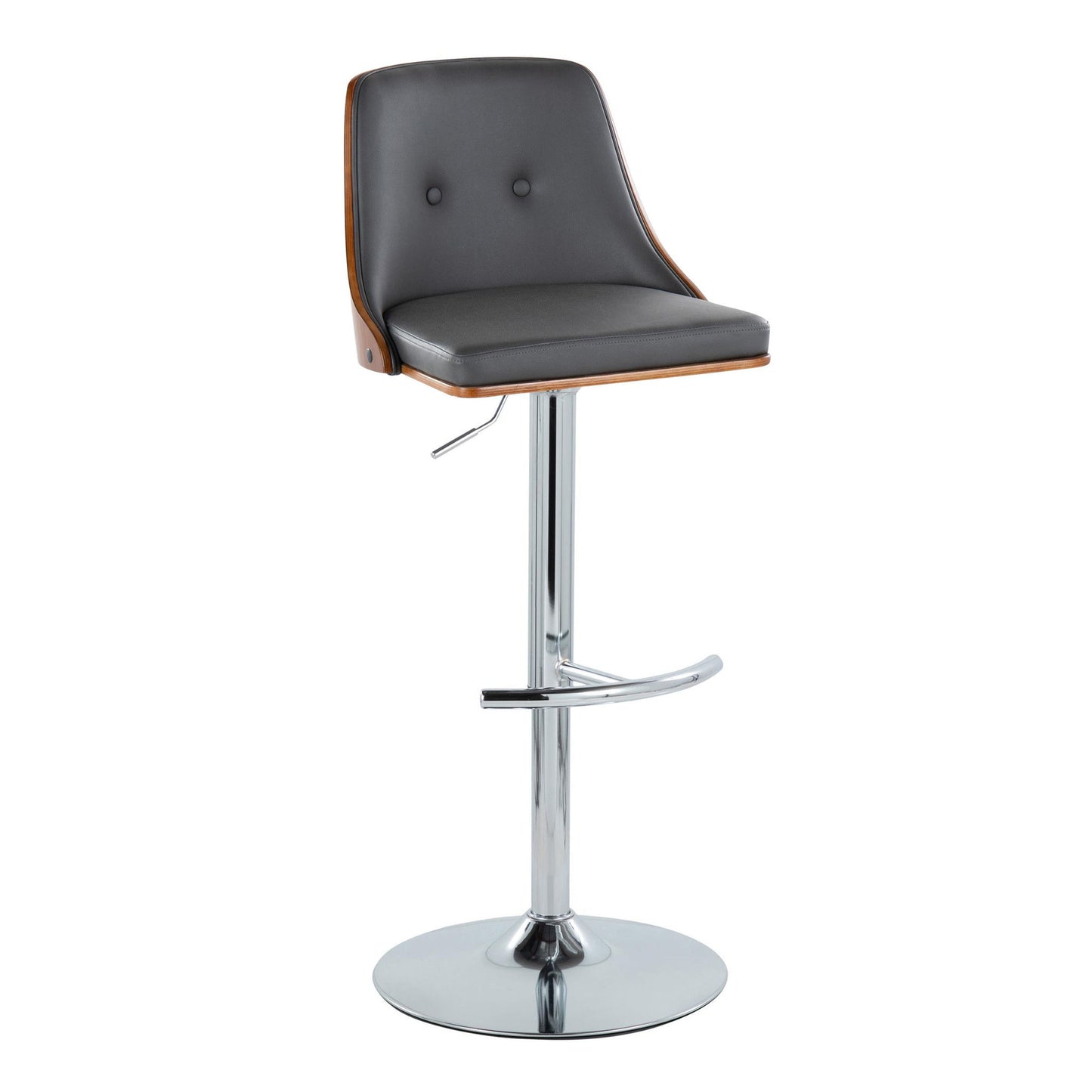 Gianna - Mid Century Modern Adjustable Barstool With Swivel With Rounded T Footrest (Set of 2) Lumi Source