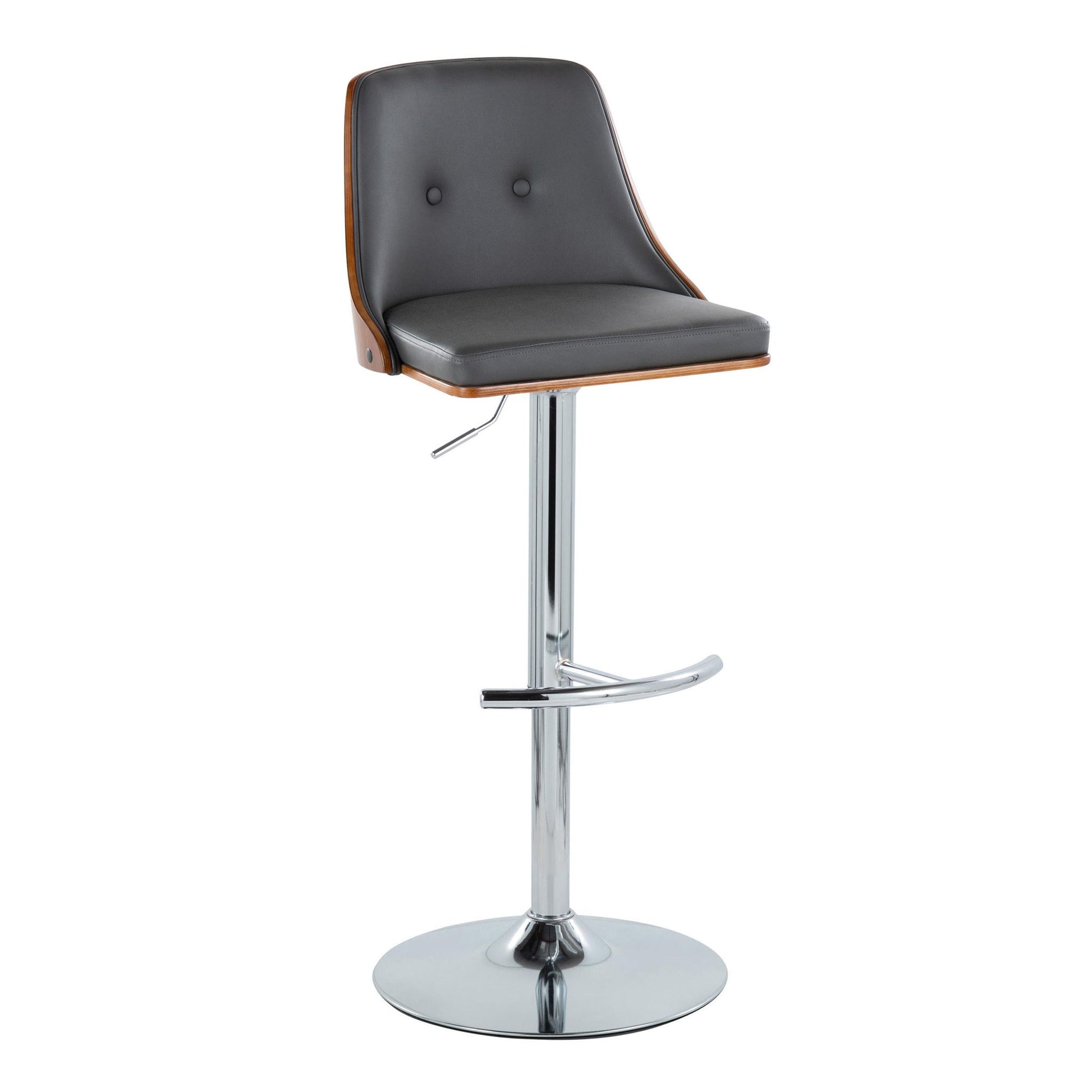 Gianna - Mid Century Modern Adjustable Barstool With Swivel With Rounded T Footrest (Set of 2) Lumi Source