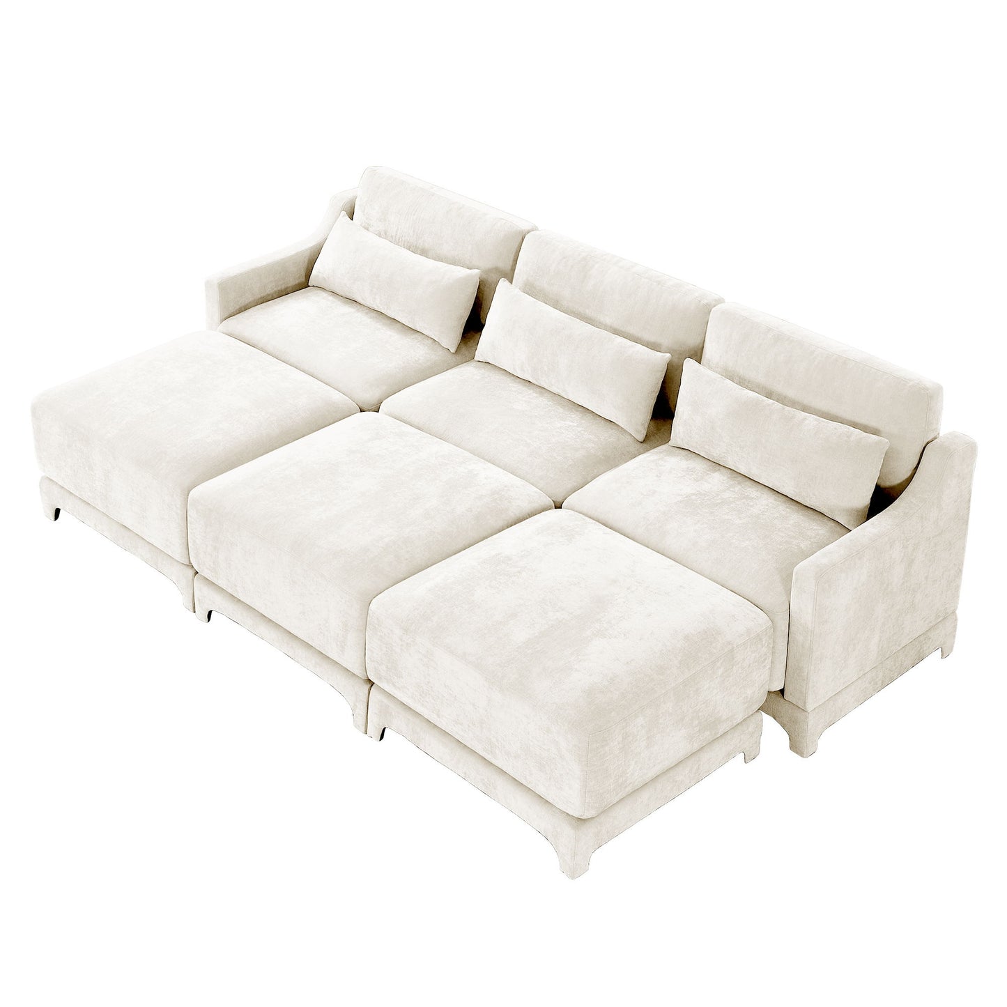 Stylish Sofa With Ottoman And Lumbar Pillows, Ergonomic Design Home Essentials