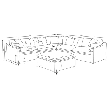 6 Piece Upholstered Modular Sectional Sofa With Reversible Cushions And Ottoman - Charcoal Furniture Max