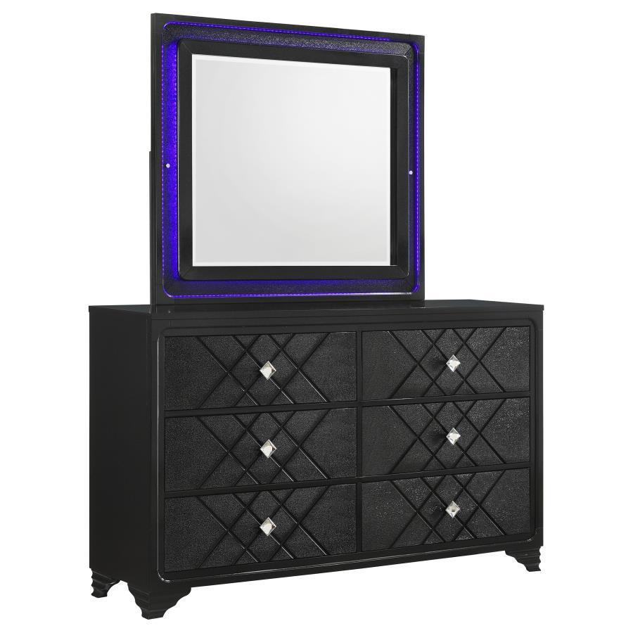 Penelope - 6-Drawer Dresser With Mirror - Midnight Star