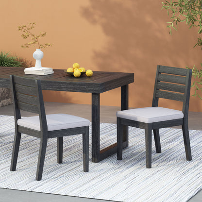 Patio Armless Dining Chair With Laid Back Slat Panel Design - Light Gray Noble House