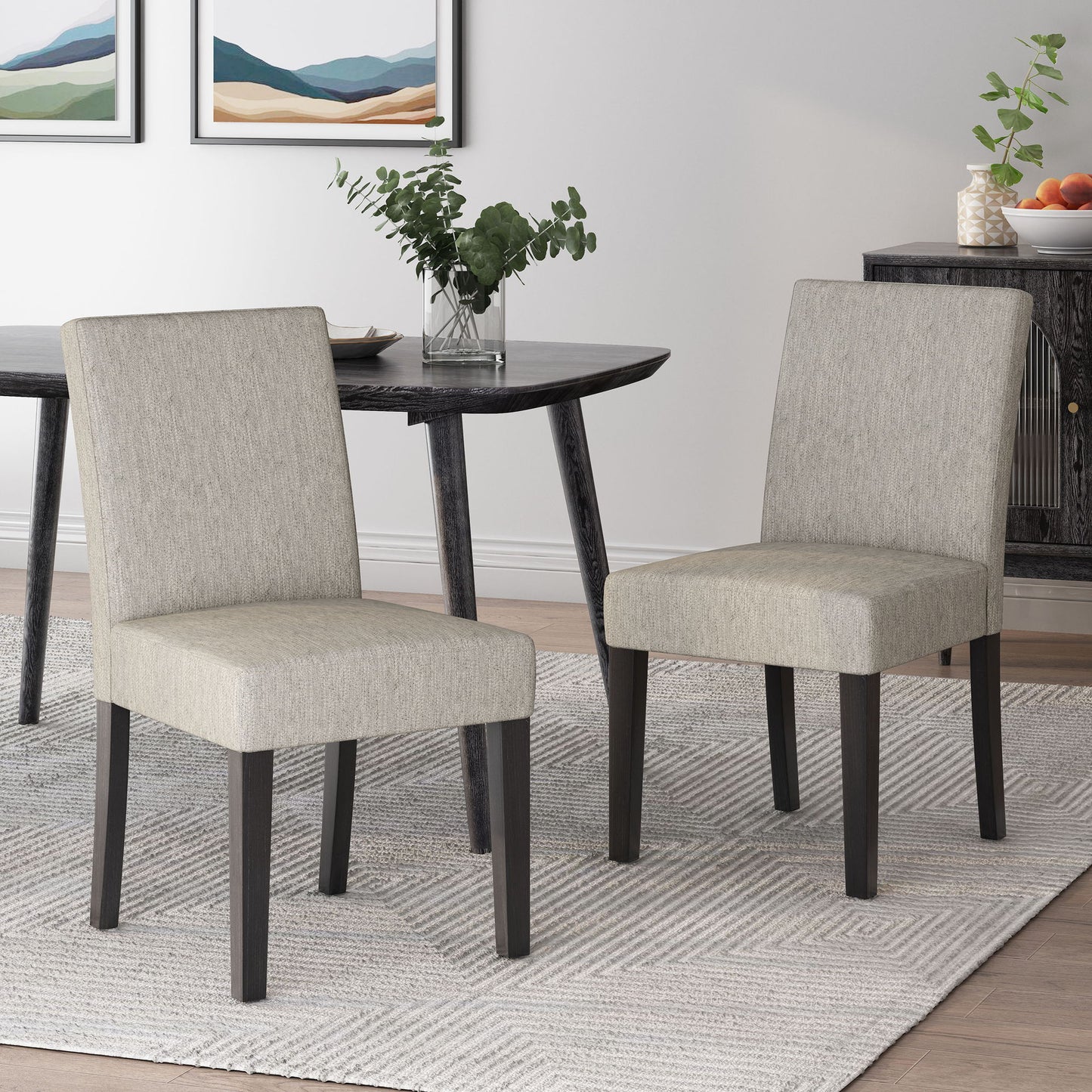 Contemporary Dining Chair With Upholstered Seating And Tapered Legs Noble House