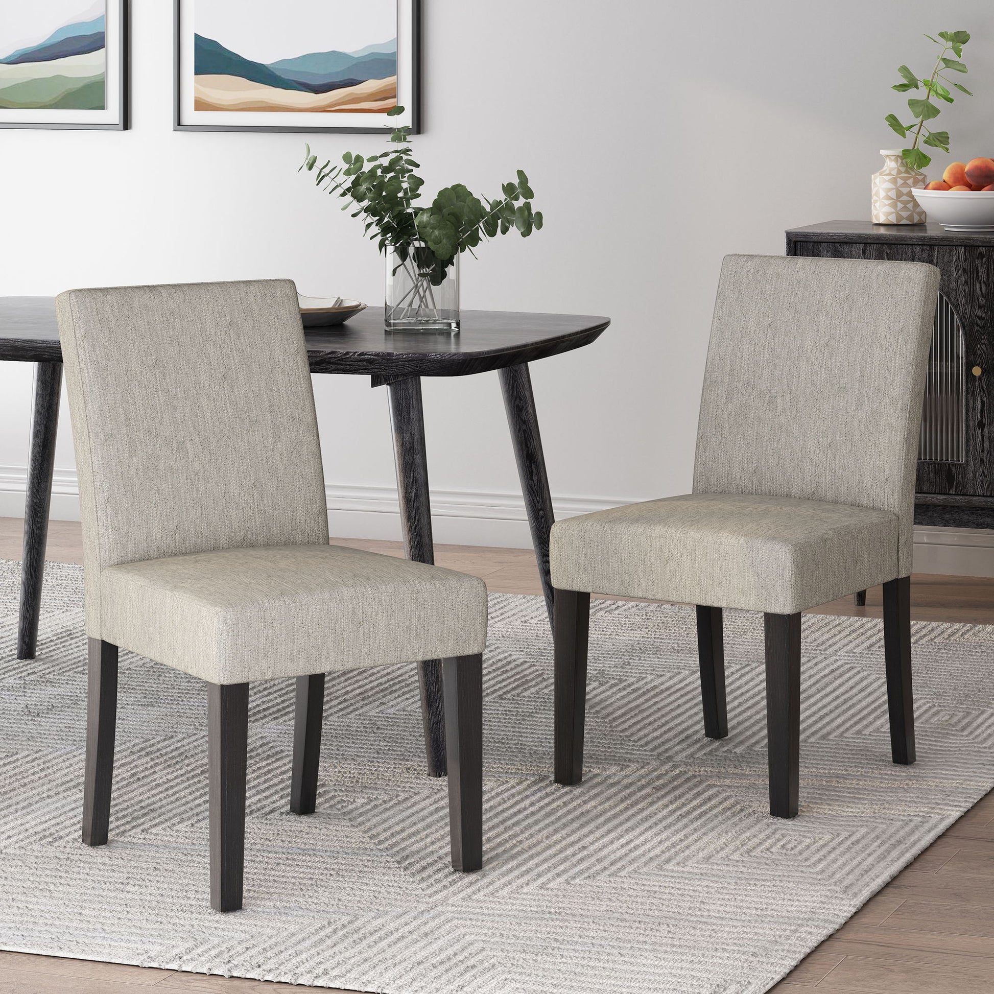 Contemporary Dining Chair With Upholstered Seating And Tapered Legs Noble House