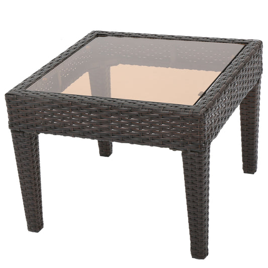 Nebulosity - Outdoor Accent Table With Square Glass Top - Brown Multi Noble House