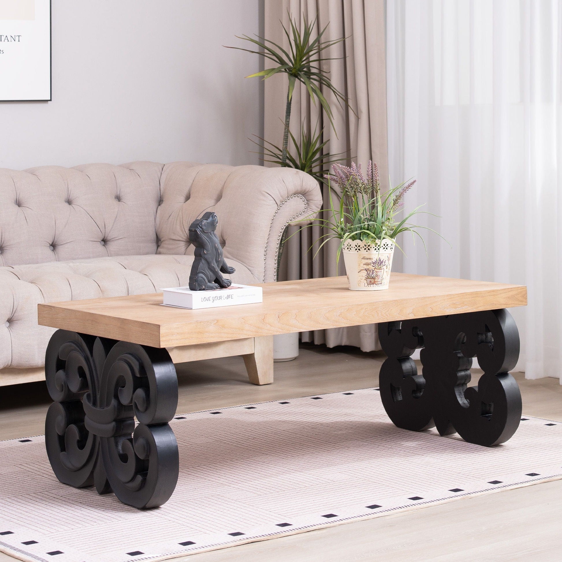 Ornate Scroll Base Coffee Table Home Essentials