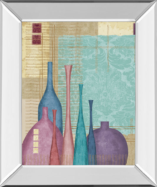 Raku I By Linda Wood - Mirror Framed Print Wall Art - Purple