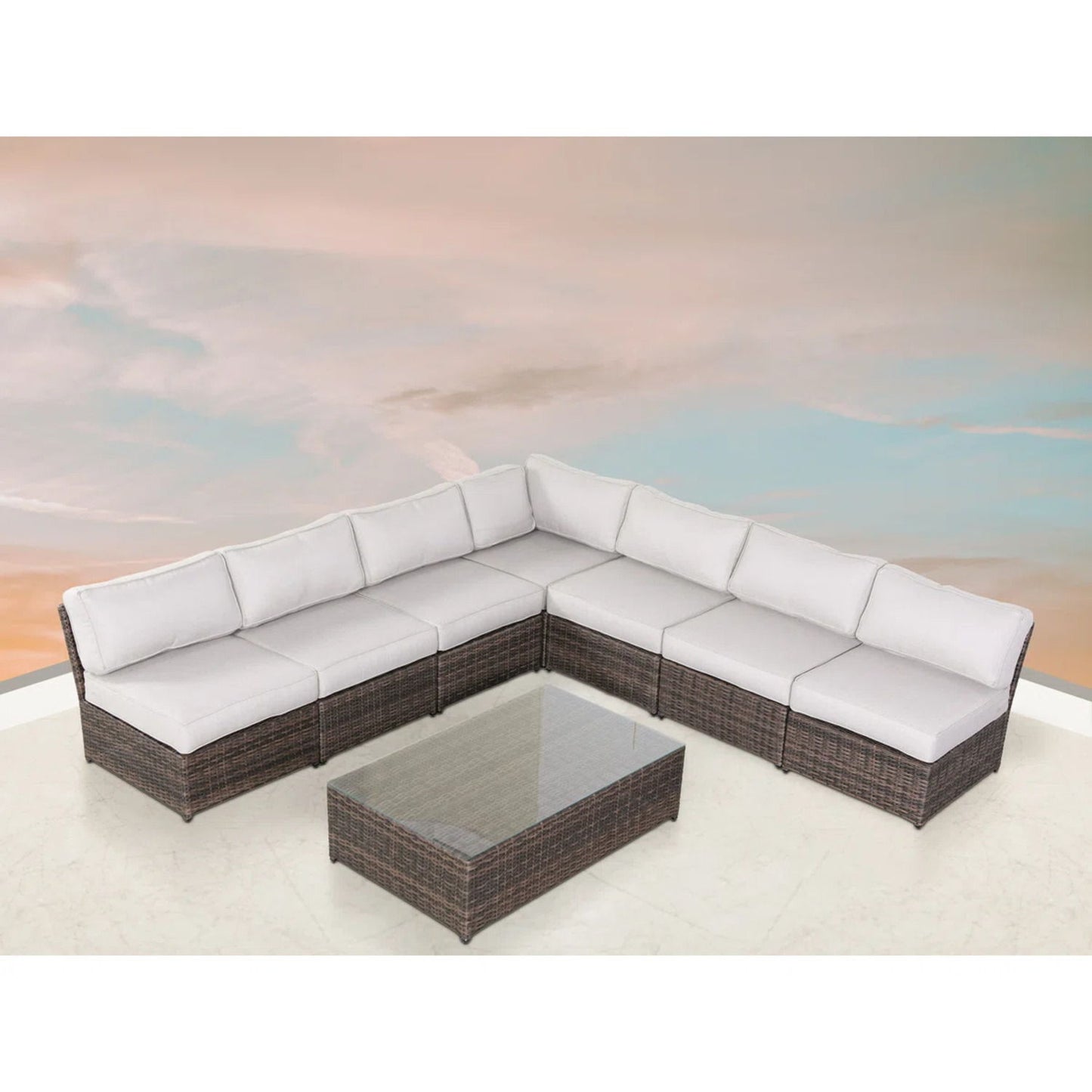 Comfortable Modern Patio Rattan Sectional Set With Cushions LSI Patio Furniture