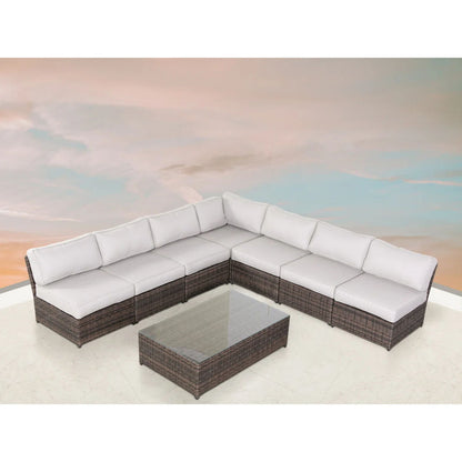Comfortable Modern Patio Rattan Sectional Set With Cushions LSI Patio Furniture