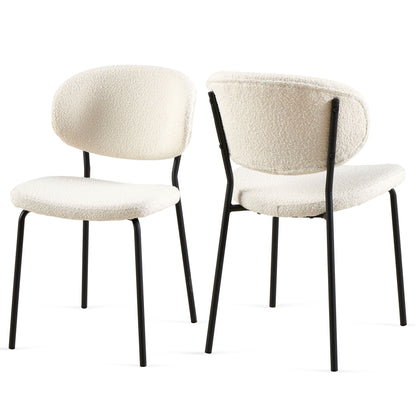 Boucle Dining Chairs, Dining Chairs With Metal Legs For Dining Room, Kitchen, Living Room Home Essentials