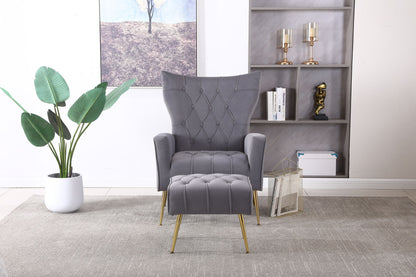 Modern Accent Chair With Ottoman, Comfy Armchair For Living Room - Snoozhouse