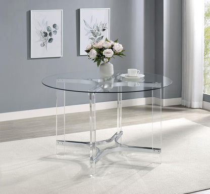 Keeling - Round Glass Top Acrylic Dining Table - Chrome Coaster Fine Furniture