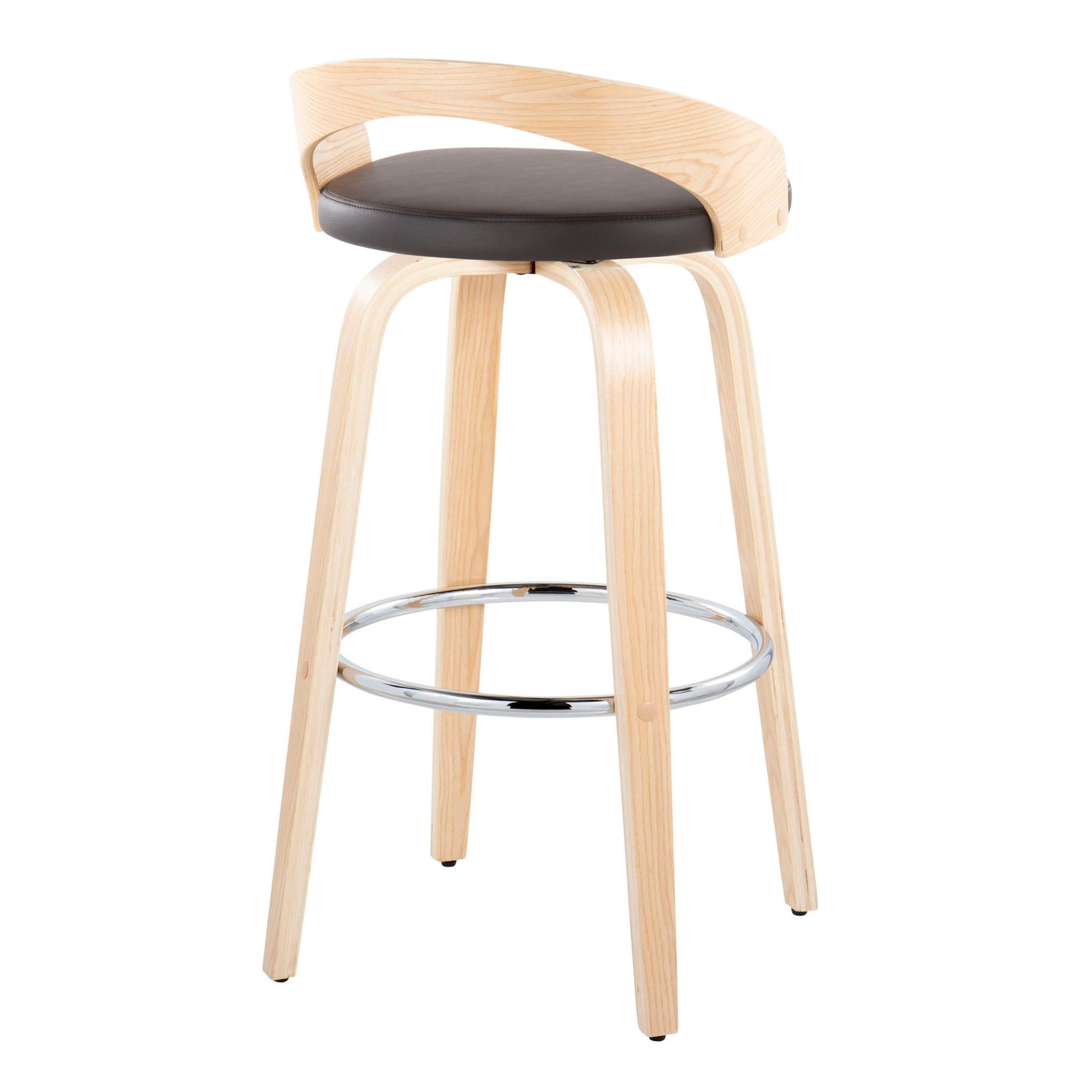 Grotto - Contemporary Fixed-Height Barstool With Swivel With Round Footrest (Set of 2) Lumi Source