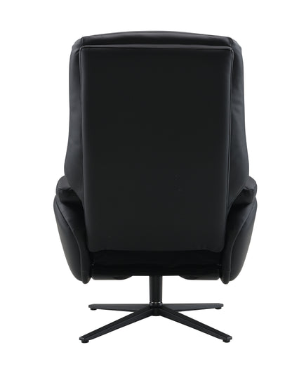 Labotina - Top Grain Leather Accent Chair With Swivel & Ottoman - Black