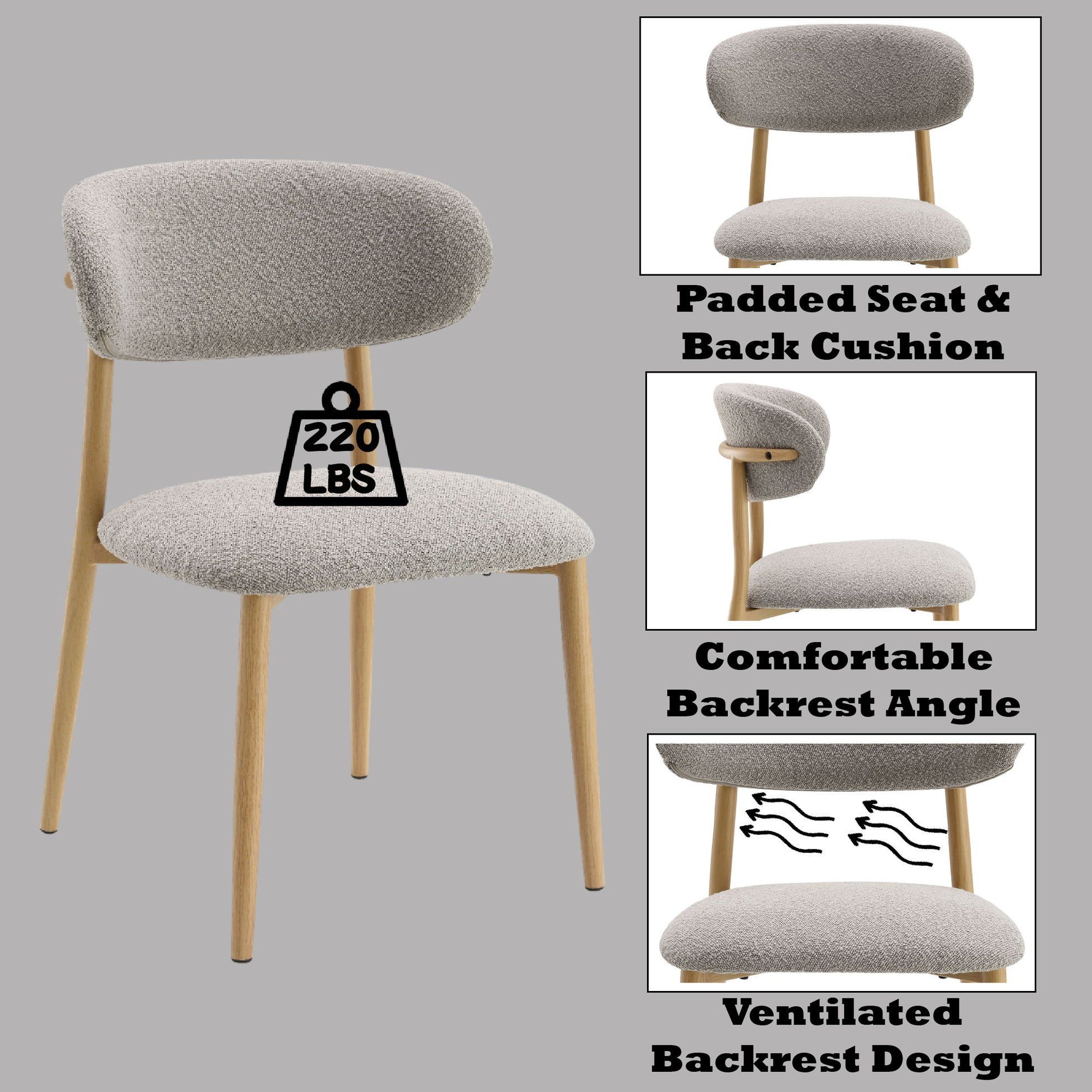 Kacey - Boucle Side Chair (Set of 2) - Gray Acme