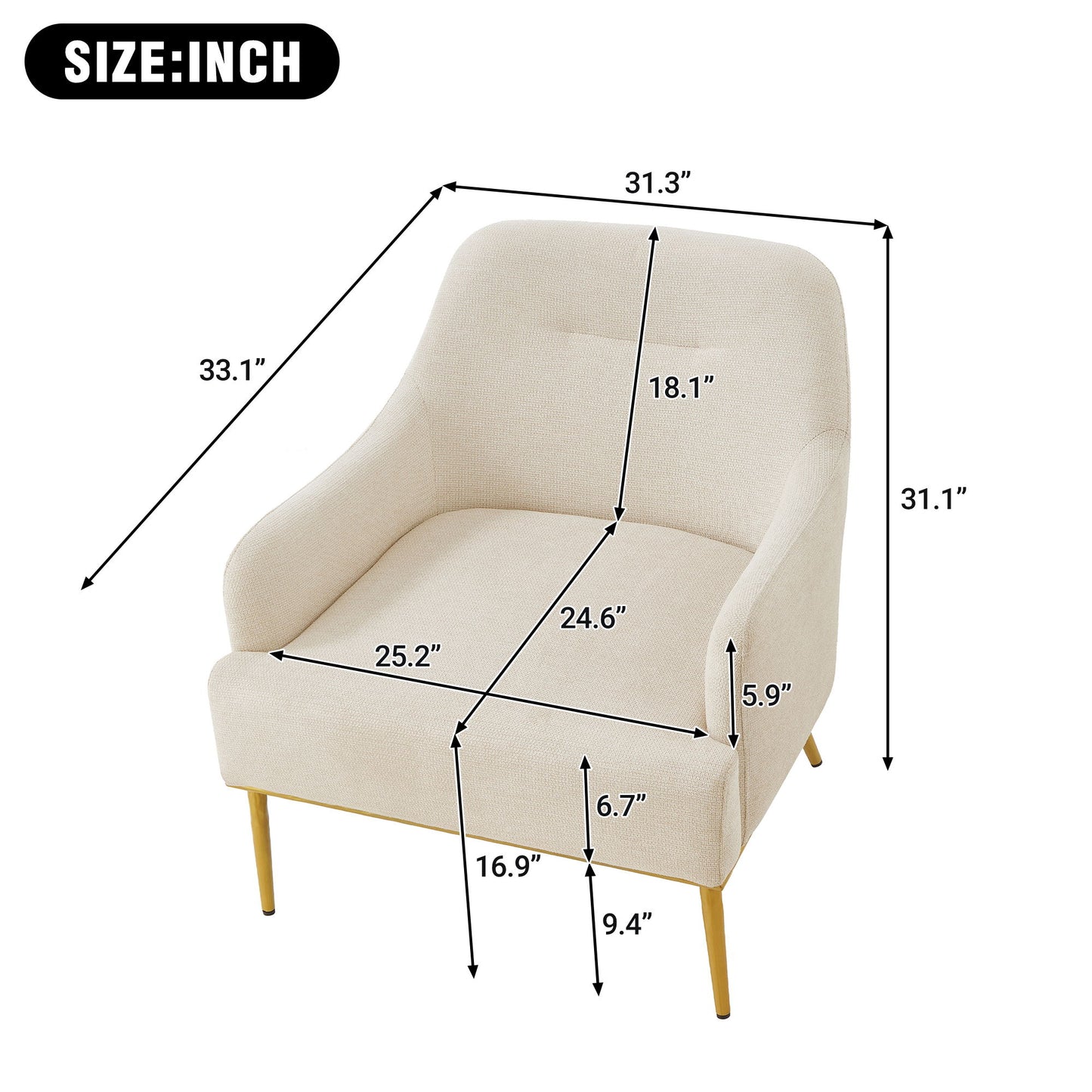 Modern Elegance Accent Chair With Curved Backrest Noble House