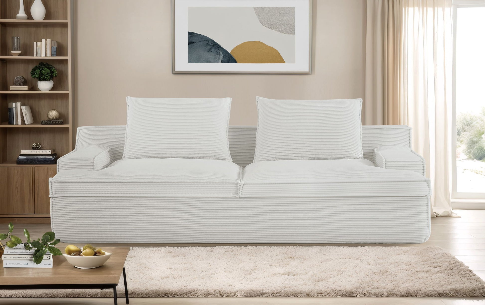 Nimbus - Oversized Full Foam 4 Seater Couch For Living Room Upholstered In Soft Corduroy, Wide Armrests US Pride
