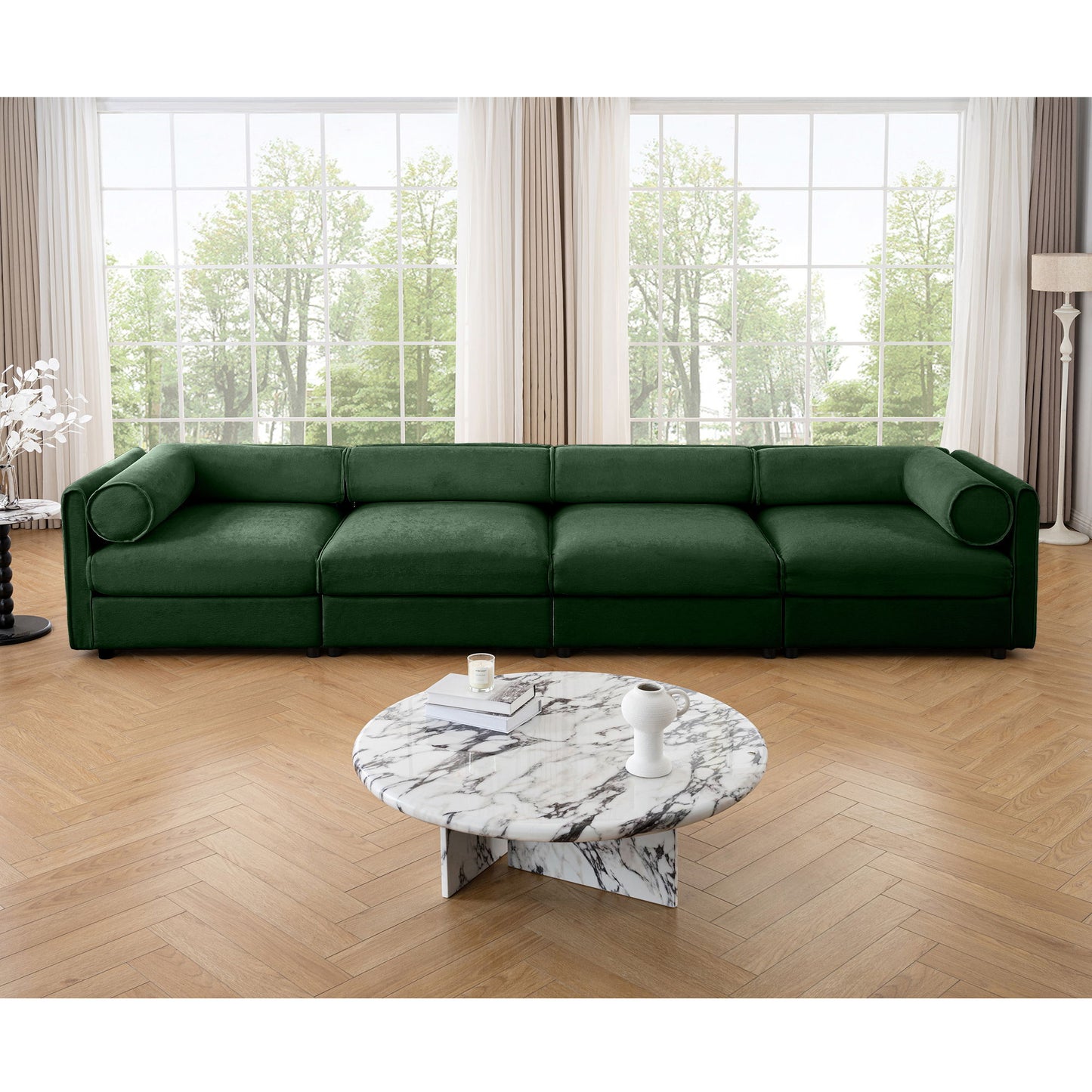 Stylish Chenille Sofa With Storage Seat And Cylindrical Backrest Home Essentials