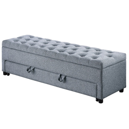 Storage Ottoman With Tufted Seat And Underseat Drawer Home Essentials