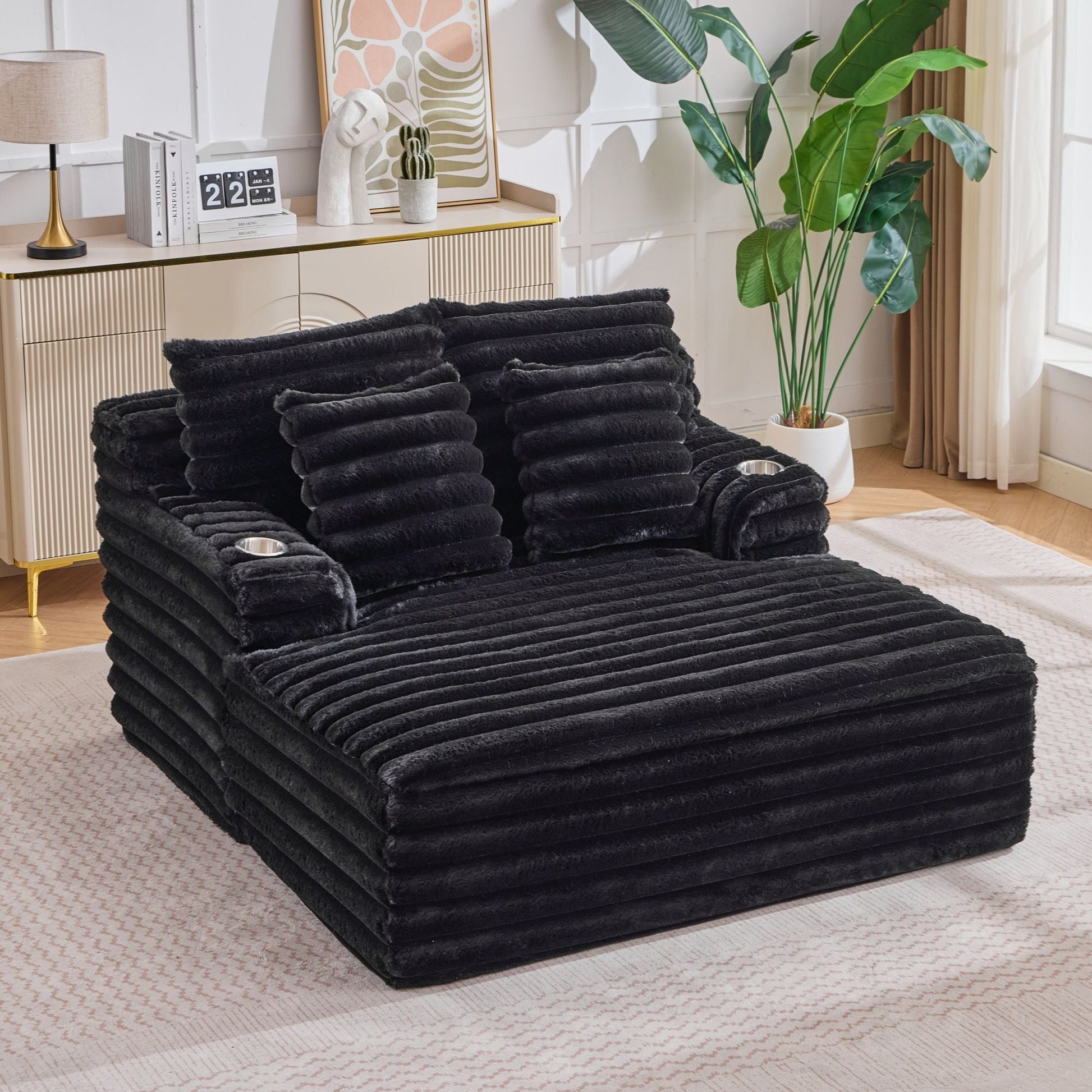 Oversized Chaise Lounge Chair Indoor With Pillows For Living Room Hearth and Haven
