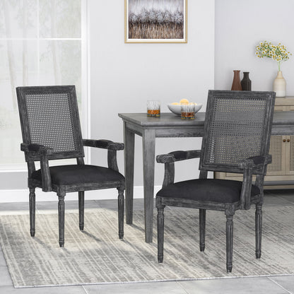 Elegant French Country Style Dining Chair With Cane Backrest Noble House