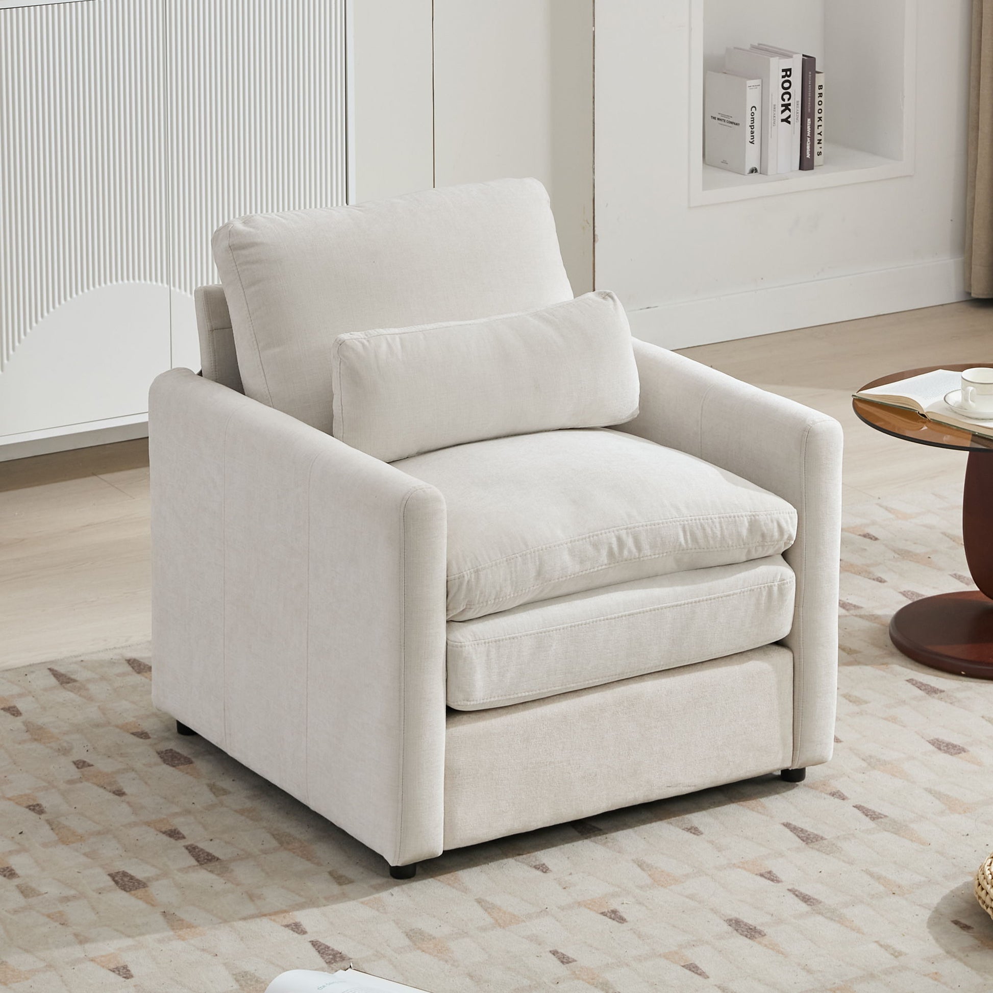 Cozy Upholstered Plush Cushion Armchair For Living Room Hearth and Haven