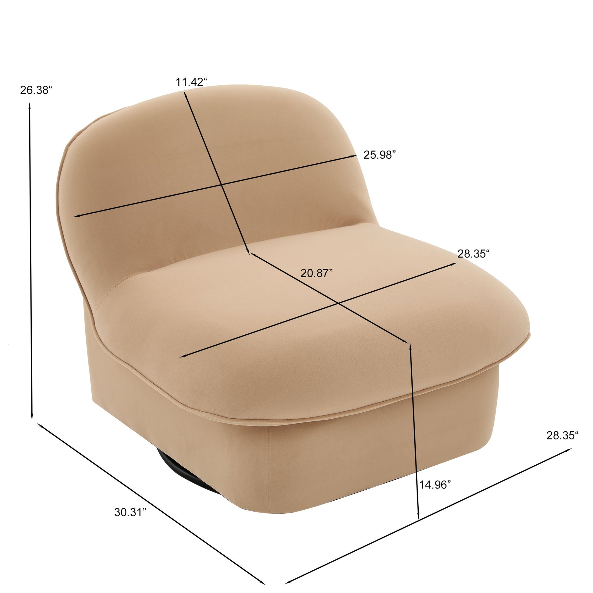 Pumpkin Shaped Swivel Accent Chair, 360 Degree Rotation For Living Room Home Essentials